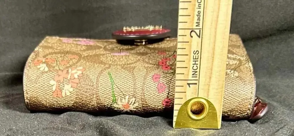 Coach Medium Corner Zip Wallet In Signature Canvas Wildflower Print C8730